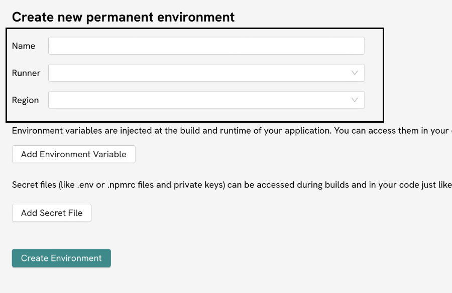 new environment details