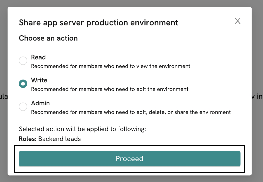 select environment access